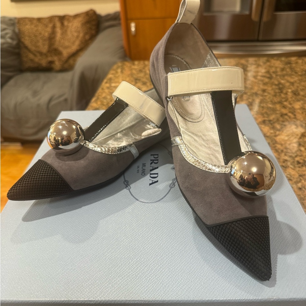 Prada flats ballerina shoes multicolor Sz 8.5 - Picture 13 of 16